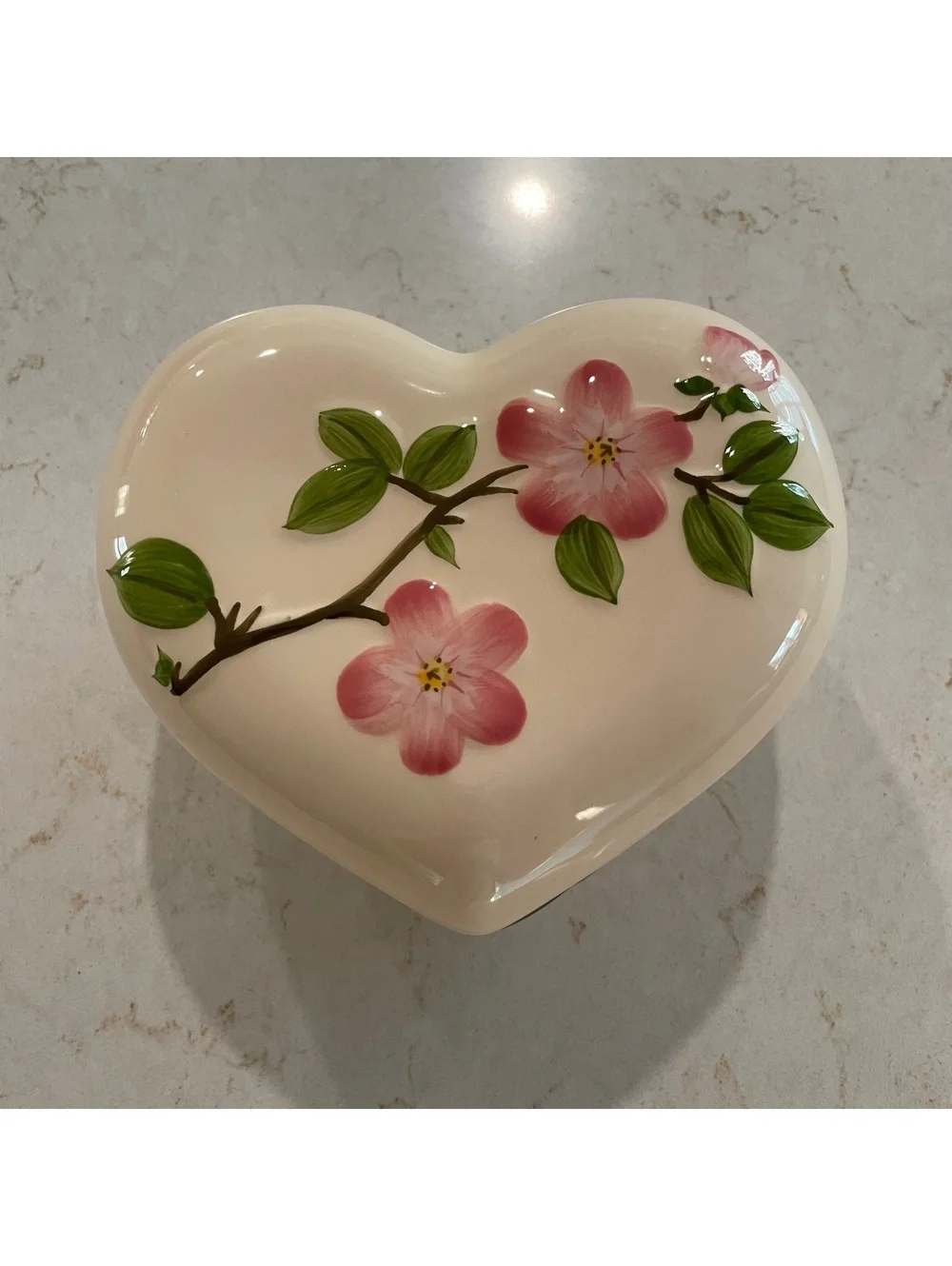 Franciscan Desert Rose covered heart box